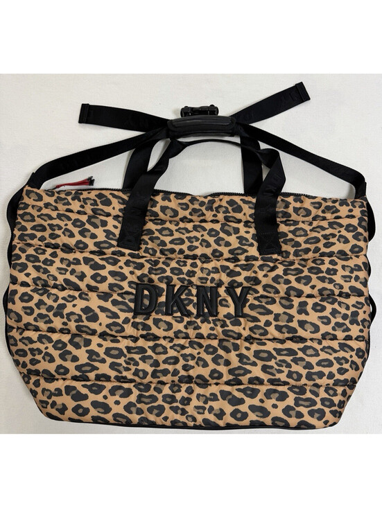 Dkny Handbags - DKNY Torrie Weekender Leopard Print Quilted Duffle with Double Handles for Women